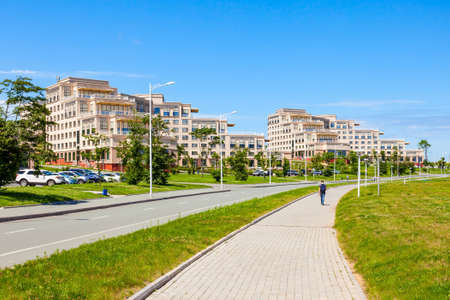 Far Eastern Federal University or Dalnevostochny Federalny Universitet or DVFU campus buildings. It is an institution of higher education in Vladivostok, Russiaの写真素材