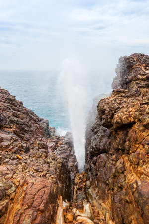 Hummanaya Blowhole is the only known blowhole in Sri Lanka. The Hummanaya Blowhole is located near Kudawella, 28 km from Matara and 12 km from Tangalle.の写真素材
