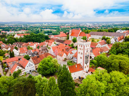 Bayertor or Bavarian Gate aerial panoramic view in Landsberg am Lech. Landsberg am Lech is a town in southwest Bavaria, Germany.の写真素材