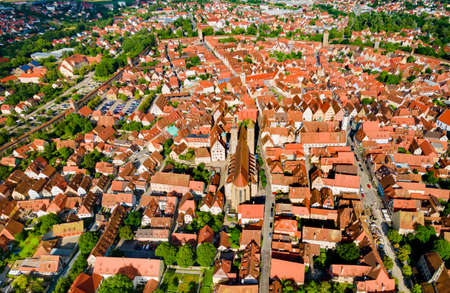 St. James or St. Jakob Church aerial panoramic view in Rothenburg ob der Tauber. Rothenburg Tauber is a city in the Franconia region of Bavaria, Germany.の写真素材