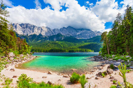 Eibsee lake near Garmisch-Partenkirchen town in Bavaria, Germany
