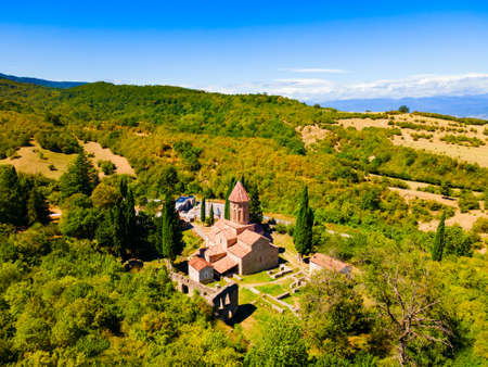 Ikalto Monastery Complex aerial panoramic view in Kakheti. Kakheti is a region in eastern Georgia with Telavi as its capital.の写真素材