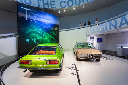 Munich, Germany - July 08, 2021: BMW Garmisch 2019 concept car rebuild at BMW Museum. It is an automobile museum of BMW history located near Olympiapark in Munich, Germany.のeditorial素材
