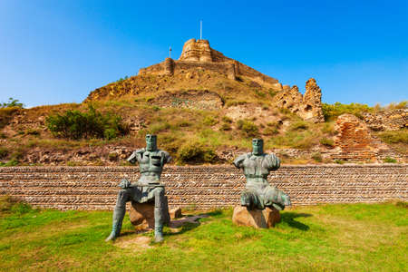 Gori, Georgia - September 01, 2021: Memorial to Georgian heroic soldiers near Gori Fortress, Georgia. It is a medieval citadel situated above the city of Gori on a rocky hill, Georgia.のeditorial素材