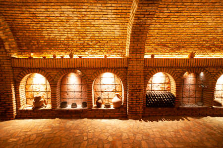 Kvareli, Georgia - September 03, 2021: Wine cellar at Khareba Winery near Kvareli in Kakheti....