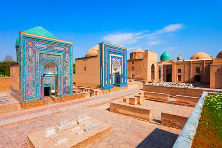 Shah-i-Zinda or Shah i Zinda is a mausoleum in the Samarkand city, Uzbekistanの写真素材