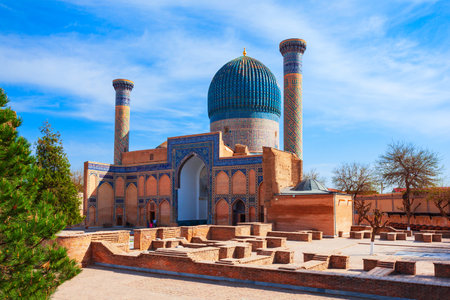 Guri Amir or Gur Emir is a mausoleum of the Mongol conqueror Amir Temur or Tamerlane in Samarkand, Uzbekistanの写真素材