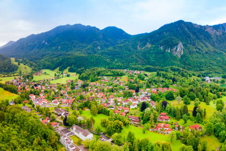 Kochel am See town at the Kochelsee or Lake Kochel in Bavaria, Germanyの写真素材