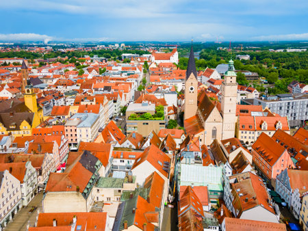 Ingolstadt old town aerial panoramic view. Ingolstadt is a city in Bavaria, Germany.の写真素材