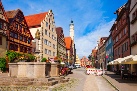 Rothenburg ob der Tauber old town. Rothenburg ob der Tauber is a city in the the Franconia region of Bavaria, Germany.の写真素材