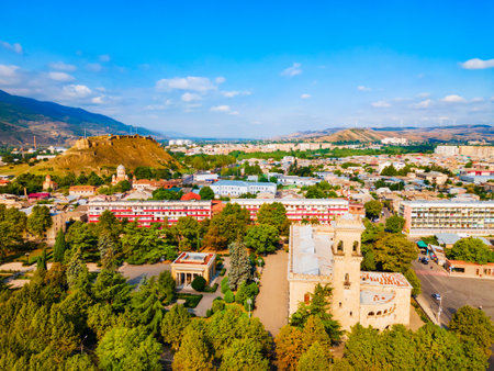The Joseph Stalin Museum aerial panoramic view in Gori, Georgia. Museum is dedicated to the life of Joseph Stalin, the leader of the Soviet Union, who was born in Gori.の写真素材