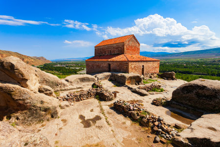 Uplistsuli Church or Church of Prince in Uplistsikhe. Uplistsikhe is an ancient rock hewn town near Gori in Shida Kartli region of Georgiaの写真素材