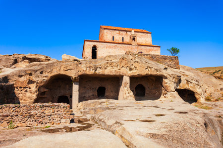 Uplistsuli Church or Church of Prince in Uplistsikhe. Uplistsikhe is an ancient rock hewn town near Gori in Shida Kartli region of Georgiaの写真素材