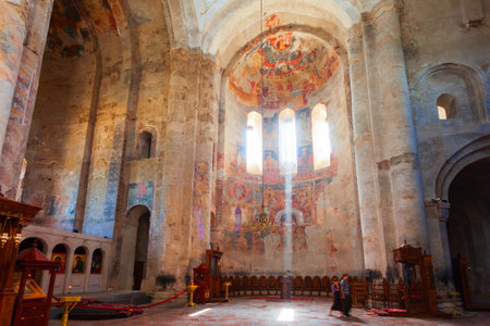 Akhmeta, Georgia - September 03, 2021: Alaverdi Monastery interior, near Akhmeta in Kakheti. Kakheti...