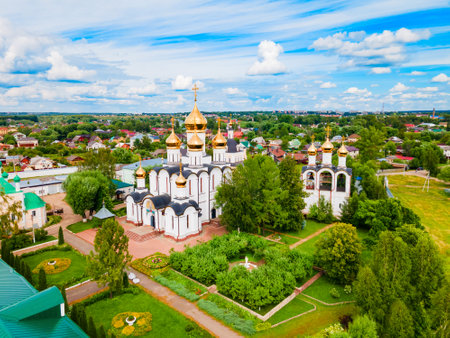 St. Nicholas or Nikolsky Monastery aerial panoramic view in Pereslavl Zalessky or Pereslavl-Zalessky city, Golden Ring of Russiaの写真素材