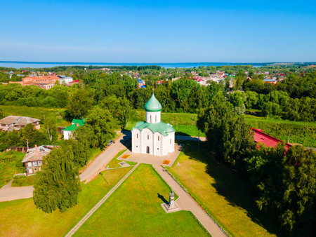 Saviors Cathedral aerial panoramic view in Pereslavl Zalessky or Pereslavl-Zalessky, Golden Ring of Russiaの写真素材