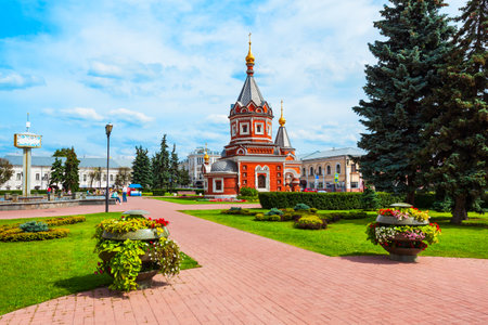 St. Alexander Nevsky Chapel is an Orthodox chapel in the centre of Yaroslavl city, Golden Ring of Russiaの写真素材