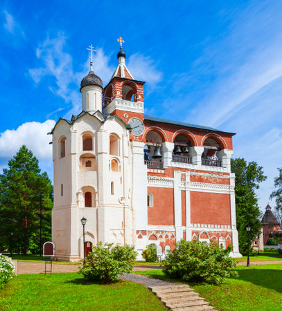 Belfry or Bell tower at the Saviour Monastery of St. Euthymius in Suzdal city, Golden Ring of Russiaの写真素材