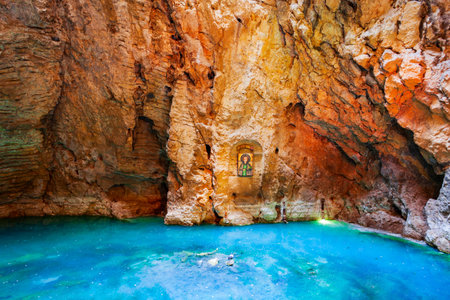Proval Lake inside Mountain Mashuk in Pyatigorsk, a spa city in Caucasian Mineral Waters region, Stavropol Krai in Russiaの写真素材