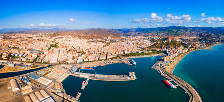 Malaga city port aerial panoramic view. Malaga is a city in the Andalusia community in Spain.の写真素材