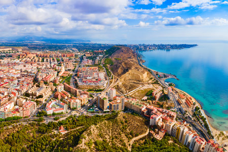 Alicante city centre aerial panoramic view. Alicante is a city in the Valencia region, Spain.の写真素材