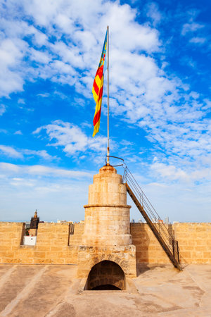 The Serrans Gate or Serranos Towers is a 14th century gate in Valencia city in Spainの写真素材