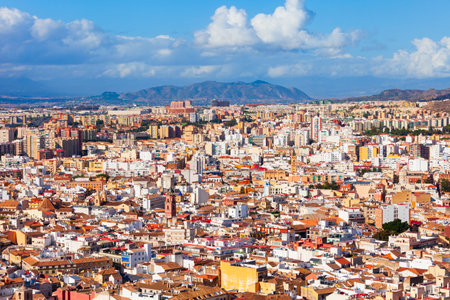 Malaga aerial panoramic view. Malaga is a city in the Andalusia community in Spainの写真素材