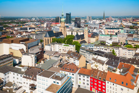 Dortmund city centre aerial panoramic view in Germanyの写真素材