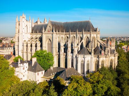 Nantes Cathedral or the Cathedral of St. Peter and St. Paul of Nantes in Nantes city, Pays de la Loire in Franceの写真素材