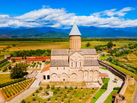 Alaverdi Monastery Complex aerial panoramic view in Kakheti. Kakheti is a region in eastern Georgia with Telavi as its capital.の写真素材