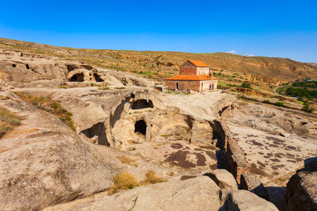 Uplistsuli Church or Church of Prince in Uplistsikhe. Uplistsikhe is an ancient rock hewn town near Gori in Shida Kartli region of Georgiaのeditorial素材