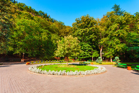 Borjomi central resort park. Borjomi is a resort town in Samtskhe Javakheti region of Georgia.のeditorial素材