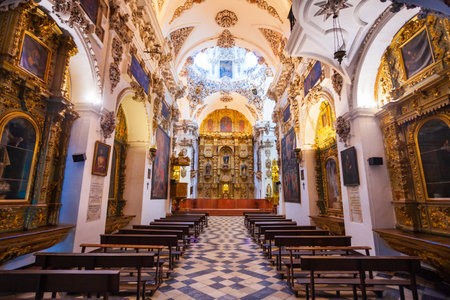 Antequera, Spain - October 22, 2021: Church of Saint John of God or Iglesia de San Juan de Dios interior in Antequera, a city in Malaga province, Andalusia region in Spainのeditorial素材