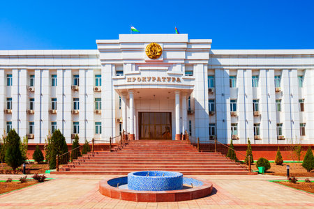Prosecutors office building in the centre of Nukus city in Karakalpakstan region of Uzbekistanのeditorial素材