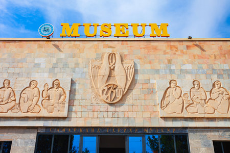 Samarkand, Uzbekistan - April 17, 2021: Afrasiab Museum of Samarkand is a museum located at the historical site of Afrasiyabのeditorial素材