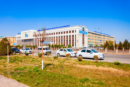Urgench, Uzbekistan - April 13, 2021: Urganchtransgaz or UTG is a gas and oil service energetic company at Yangi Urganch and al-Biruni street in Urgench city, Uzbekistanのeditorial素材