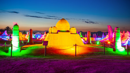 ANTALYA, TURKEY - SEPTEMBER 12, 2014: Sandland or Sand Sculpture Museum is an open air museum located at the Lara beach in Antalya city in Turkeyのeditorial素材