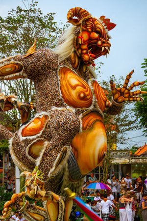 UBUD, BALI - MARCH 04, 2011: Ogoh-ogoh statues at the Ngrupuk parade in Bali island in Indonesiaのeditorial素材