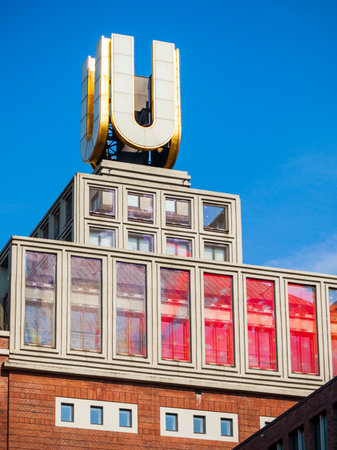 DORTMUND, GERMANY - JULY 04, 2018: U-Tower or Dortmunder U was brewery building, now center of arts and creativity Museum Ostwall in Dortmund, Germanyのeditorial素材