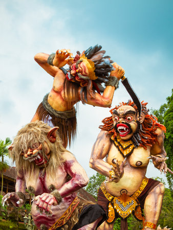 UBUD, BALI - MARCH 04, 2011: Ogoh-ogoh statues at the Ngrupuk parade in Bali island in Indonesiaのeditorial素材