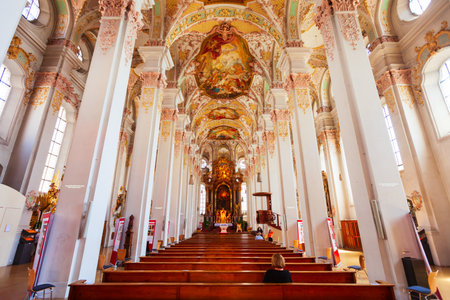 Munich, Germany - July 06, 2021: Church of the Holy Spirit or Heilig Geist Kirche interior at Marienplatz, a central square in the city centre of Munich, Germany.のeditorial素材