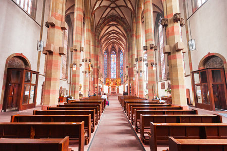 Wurzburg, Germany - July 11, 2021: Marienkapelle or St. Mary Church. Marienkapelle is located in Wurzburg old town in Bavaria, Germany.のeditorial素材