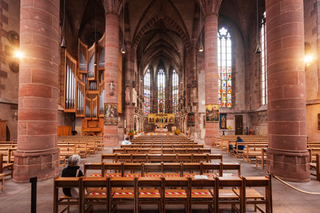 Nuremberg, Germany - July 09, 2021: The Frauenkirche or Church of Our Lady interior. Nuremberg is the second largest city of Bavaria state in Germany.のeditorial素材