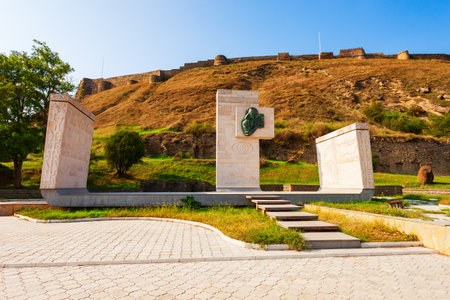Gori, Georgia - September 01, 2021: Memorial Park near Gori Fortress, Georgia. It is a medieval citadel situated above the city of Gori on a rocky hill, Georgia.のeditorial素材