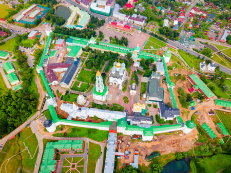 St. Sergius Trinity Lavra Monastery aerial panoramic view in Sergiyev Posad city, Golden Ring of Russiaのeditorial素材