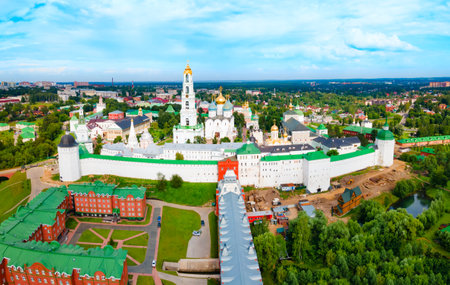 St. Sergius Trinity Lavra Monastery aerial panoramic view in Sergiyev Posad city, Golden Ring of Russiaのeditorial素材
