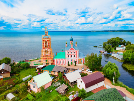 Church of Forty Martyrs of Sebaste in Pereslavl Zalessky aerial panoramic view, Golden Ring of Russiaのeditorial素材