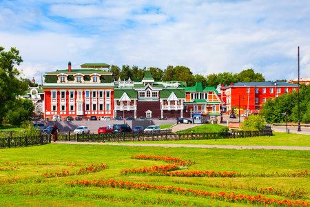 Traditional russian historic building in Sergiyev Posad city centre, Russiaのeditorial素材