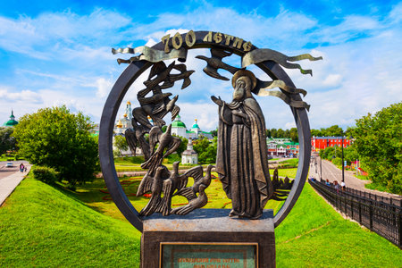 700 year monument and Trinity Lavra Monastery of St. Sergius in Sergiyev Posad city, Russiaのeditorial素材