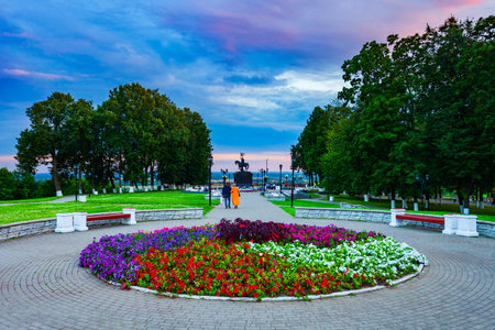 Main public park in the centre of Vladimir city, Golden Ring of Russiaのeditorial素材